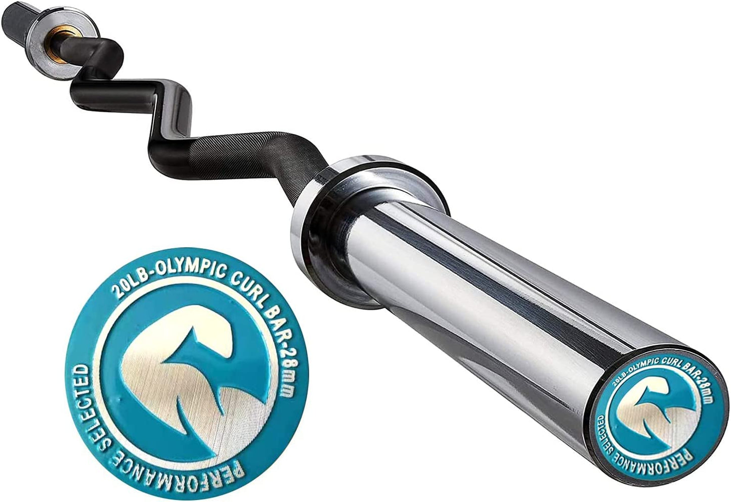 Olympic Barbell - 47 Inch (4 Ft) 350 lb / 86 Inch (7 Ft) 1500 lb EZ Curl Weight Bar, Chrome Finish for Home and Gym Strength Training, Weightlifting, and Powerlifting