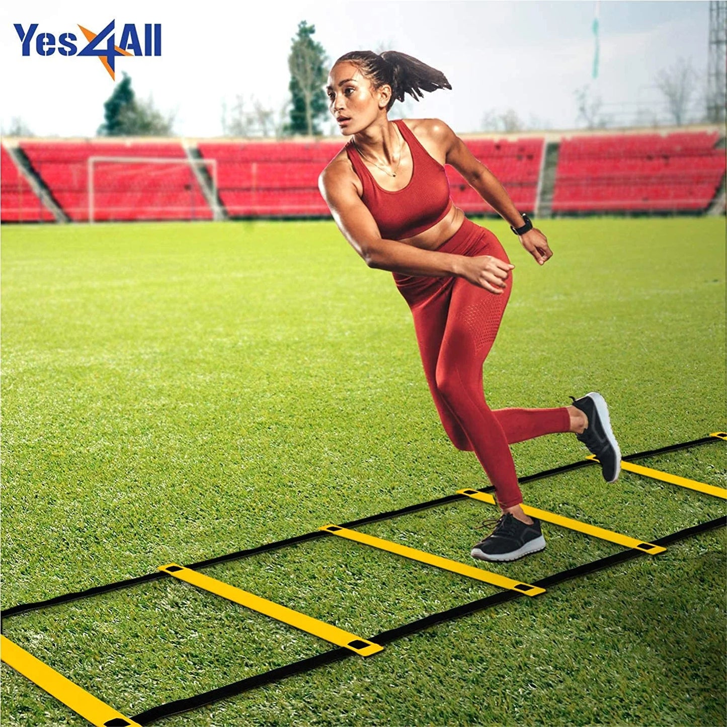 Professional Speed and Agility Training Ladder with Carry Bag - 8 Rung (Yellow)
