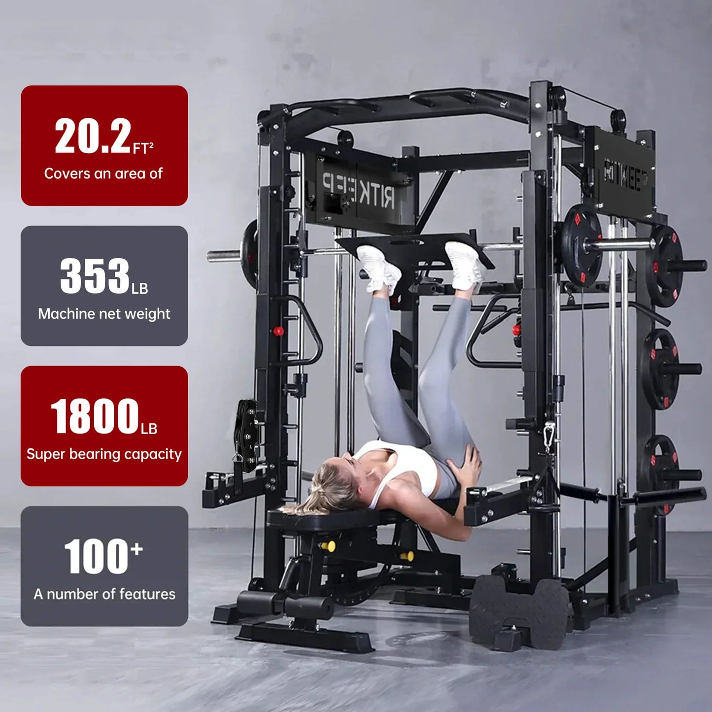 PMAX-4750 Dual Plate Loaded Squat Exercise Machine - Complete Gym Equipment Package