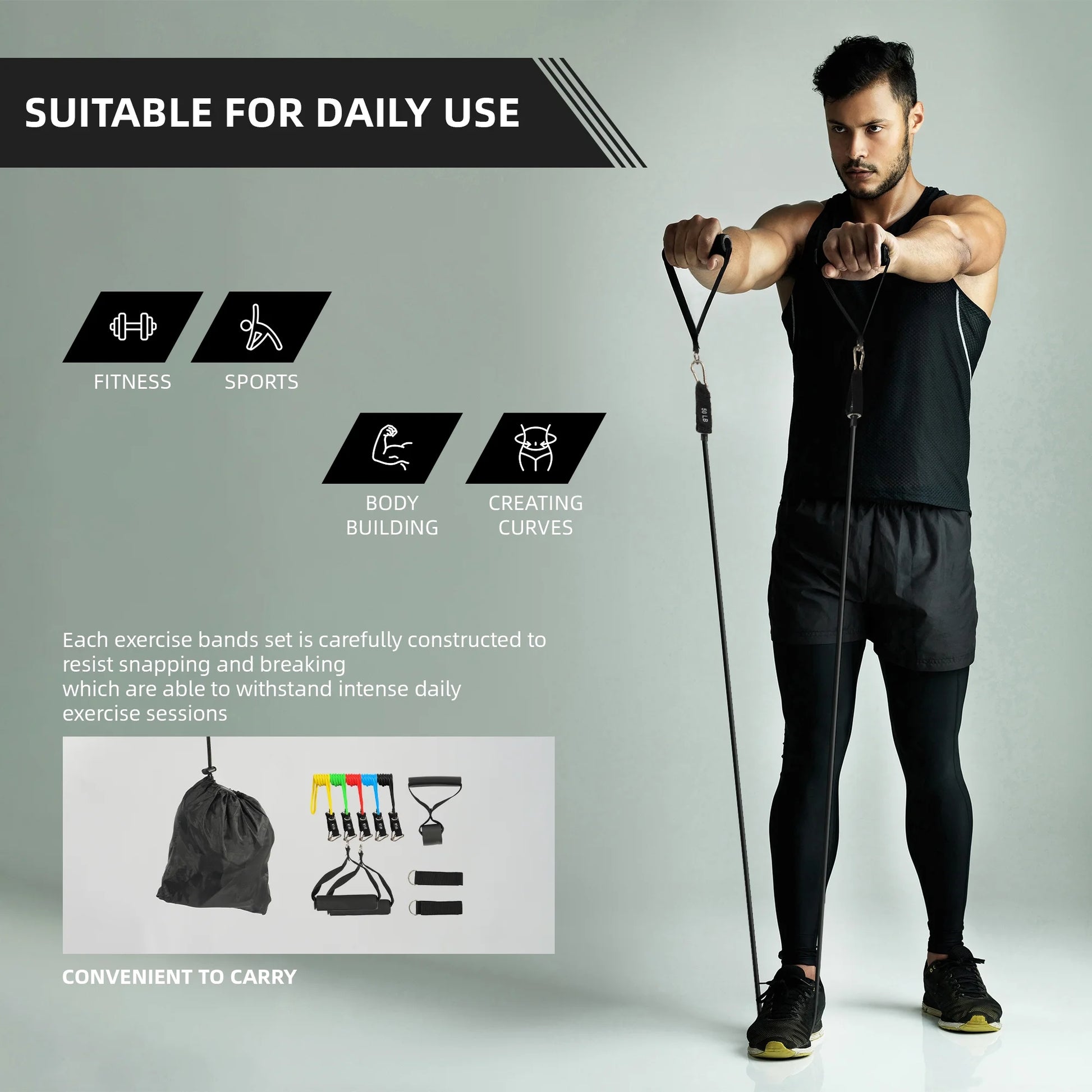Premium Resistance Bands Set for Strength Training and Physical Therapy - Includes Handles for Home Workouts