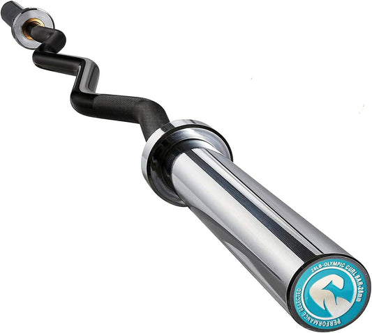 Olympic Barbell - 47 Inch (4 Ft) 350 lb / 86 Inch (7 Ft) 1500 lb EZ Curl Weight Bar, Chrome Finish for Home and Gym Strength Training, Weightlifting, and Powerlifting