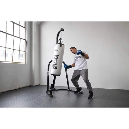 Heavy-Duty Single Station Punching Bag Stand, Powder-Coated Steel Construction, 100 Lb Capacity, Black Finish