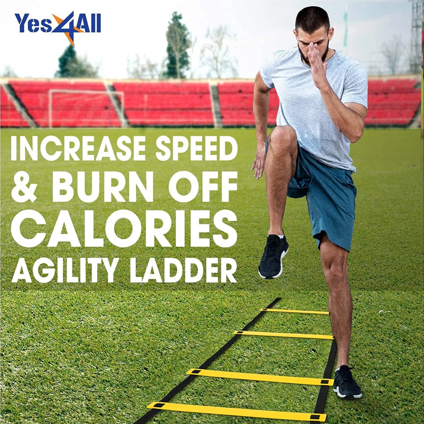 Professional Speed and Agility Training Ladder with Carry Bag - 8 Rung (Yellow)