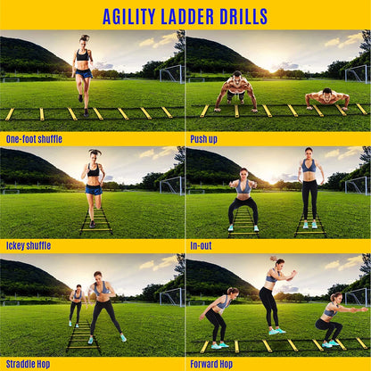 Professional Speed and Agility Training Ladder with Carry Bag - 8 Rung (Yellow)