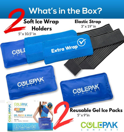 Reusable Hot and Cold Gel Ice Packs for Pain Relief and Swelling - 4 Piece Set for Joint and Muscle Soreness (Knees, Back, Shoulder, Foot)