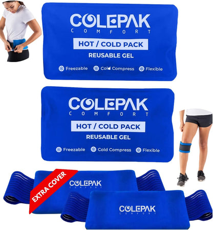 Reusable Hot and Cold Gel Ice Packs for Pain Relief and Swelling - 4 Piece Set for Joint and Muscle Soreness (Knees, Back, Shoulder, Foot)