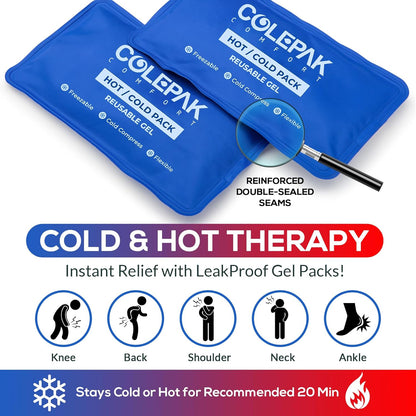 Reusable Hot and Cold Gel Ice Packs for Pain Relief and Swelling - 4 Piece Set for Joint and Muscle Soreness (Knees, Back, Shoulder, Foot)