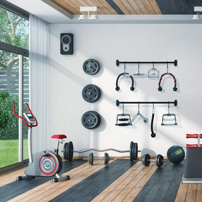 Cable Machine Attachments Set: Row Handles, Tricep Rope, Straight Bar, V Bar, and LAT Pulldown Accessories for Home Gym - Supports Up to 880 lbs