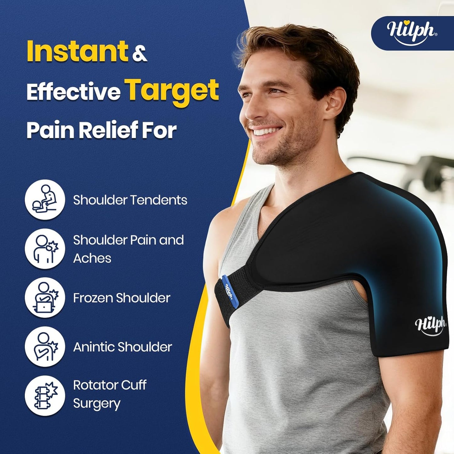 Rotator Cuff & Arm Cold Therapy Shoulder Wrap with Compression, Double-Layer Gel Design for Targeted Relief, Adjustable Fit for Men & Women, Medium Size